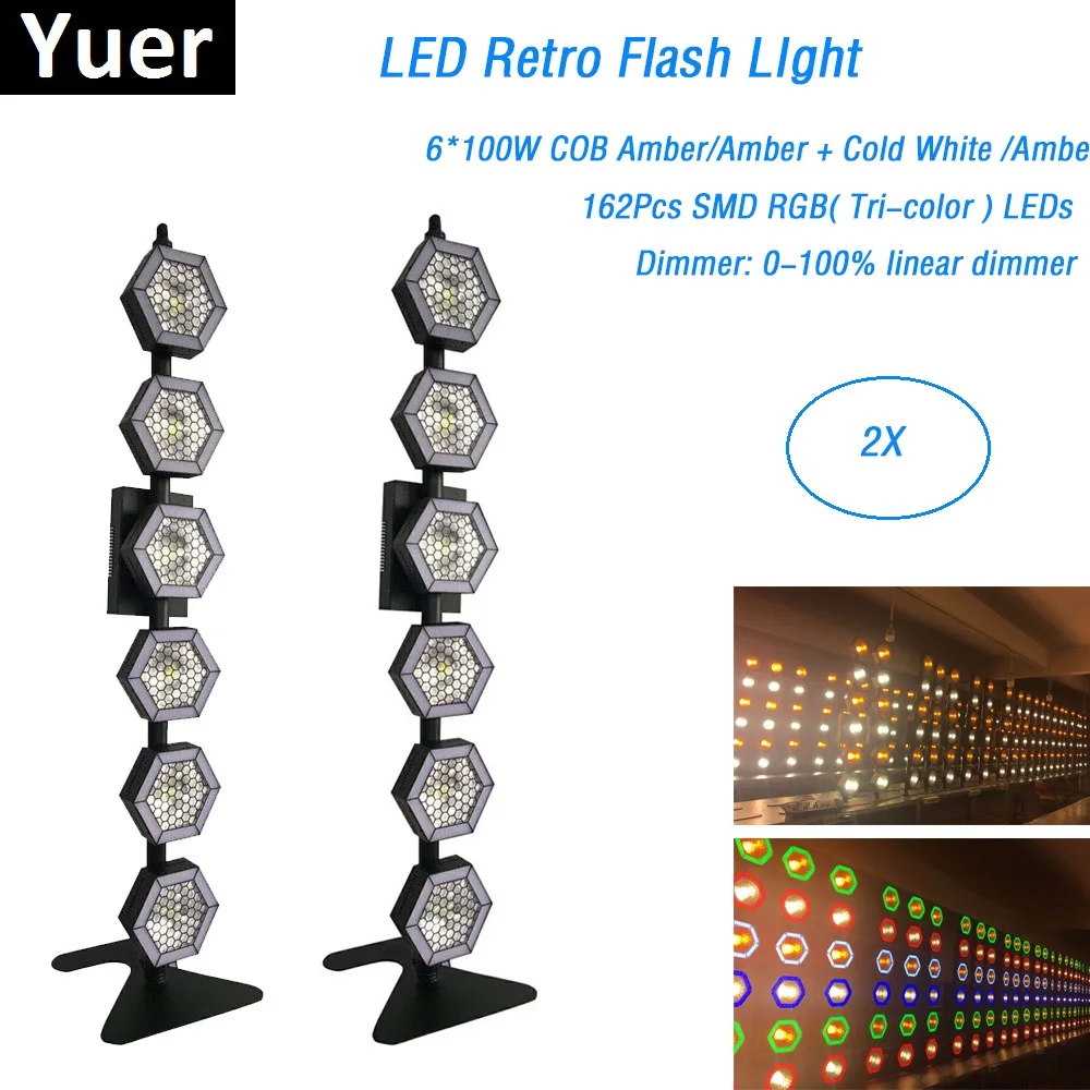 

6X100W Amber Six-Line Hexa Pixel Lights DMX 512 Controller Retro Flash Light For Party Disco Holiday Decorations Laser Projector