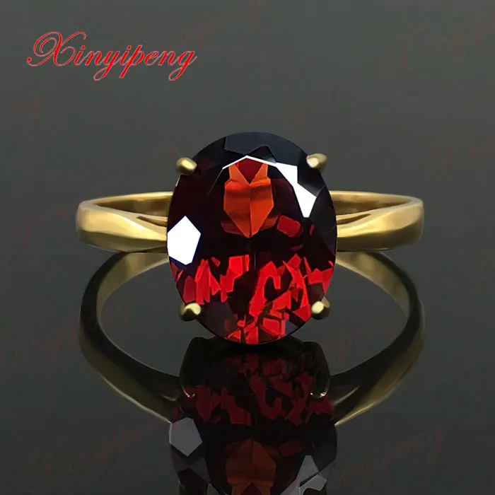 

18 k gold inlaid natural garnet ring women to quit