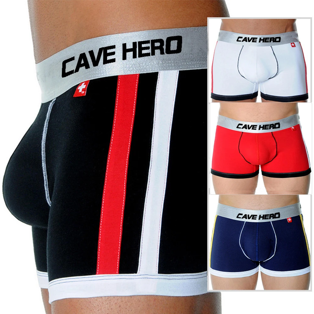 Push Up Pouch Men Underwear Cotton Widen Waistband Male Panties Pocket Cup Front Cueca Boxer Soft Underpants Sexy Gay Shorts