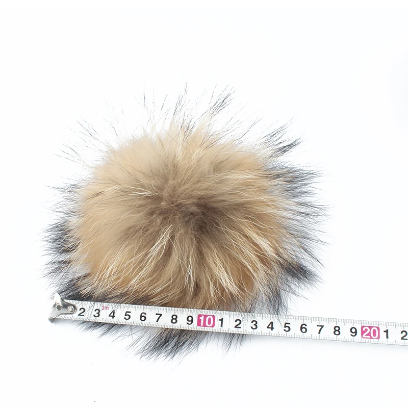 Wholesale Real Natural Raccoon Fur Pompom For Hat Big 15cm DIY Fur Pom Pom With Snap Handmade Genuine Fur Ball Accessories