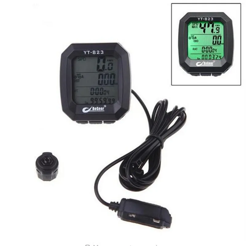 2020 BoGeer Bicycle Accessories Imported Sensors LCD Backlit Bicycle Speedometer Odometer Computer- Black