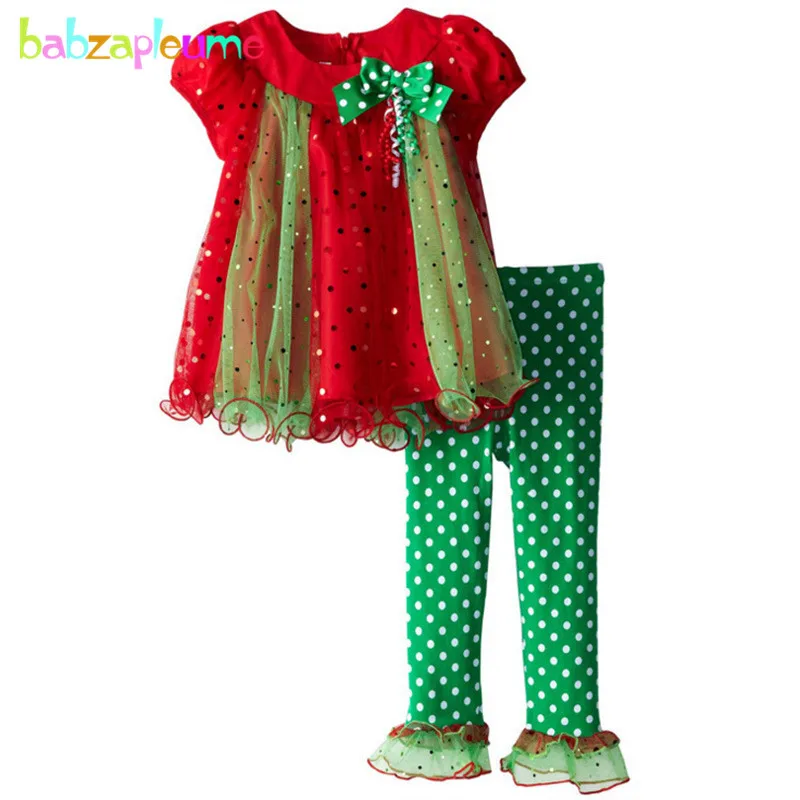 

2016 Winter Kids Girs Clothing set Children Tracksuit Baby Girl Outfit Christmas Infant Clothes Lace Tops Pant Legging 2pcs A051