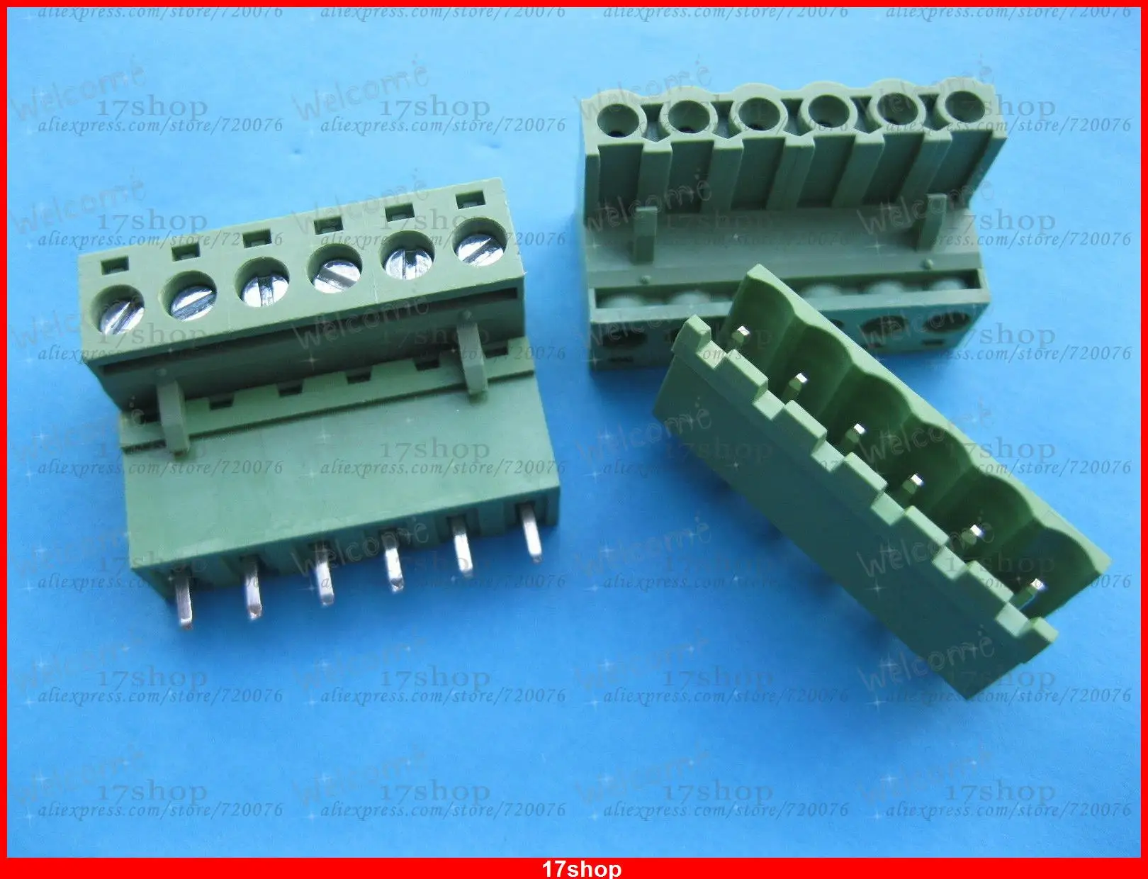 10 pcs 5.08mm 6 way/pin Screw Terminal Block Connector Green Pluggable Straight