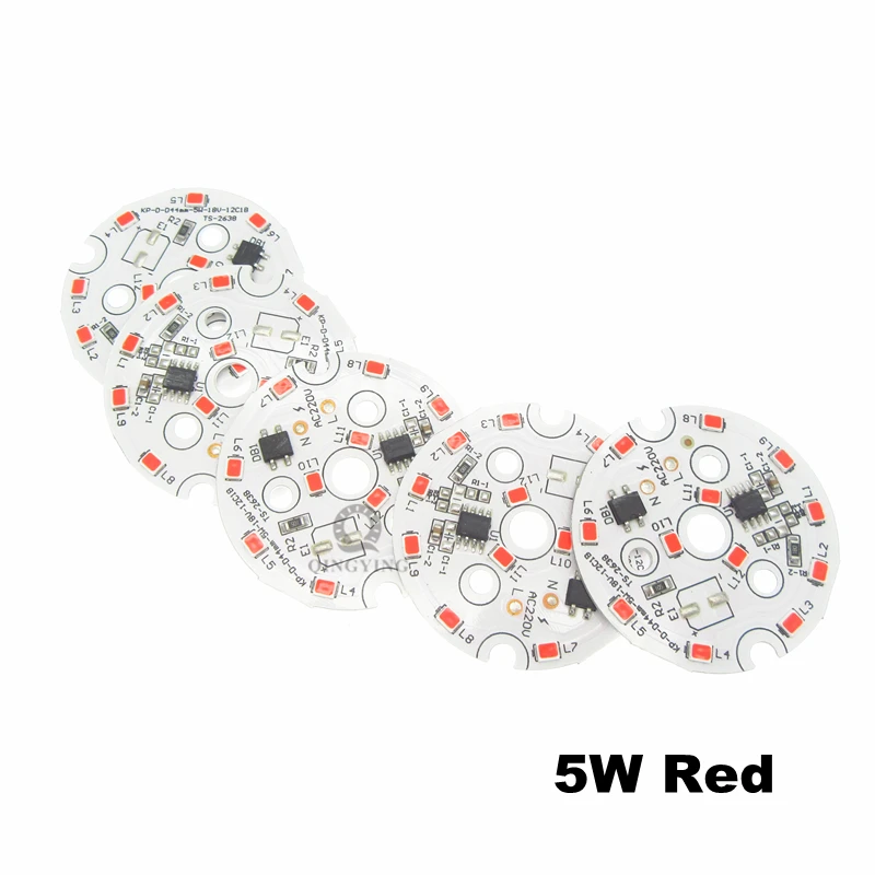 10pcs ac 220v 3W 5W Red Green Blue LED PCB SMD2835 Integrated Smart IC Driver Light Source For LED Bulb