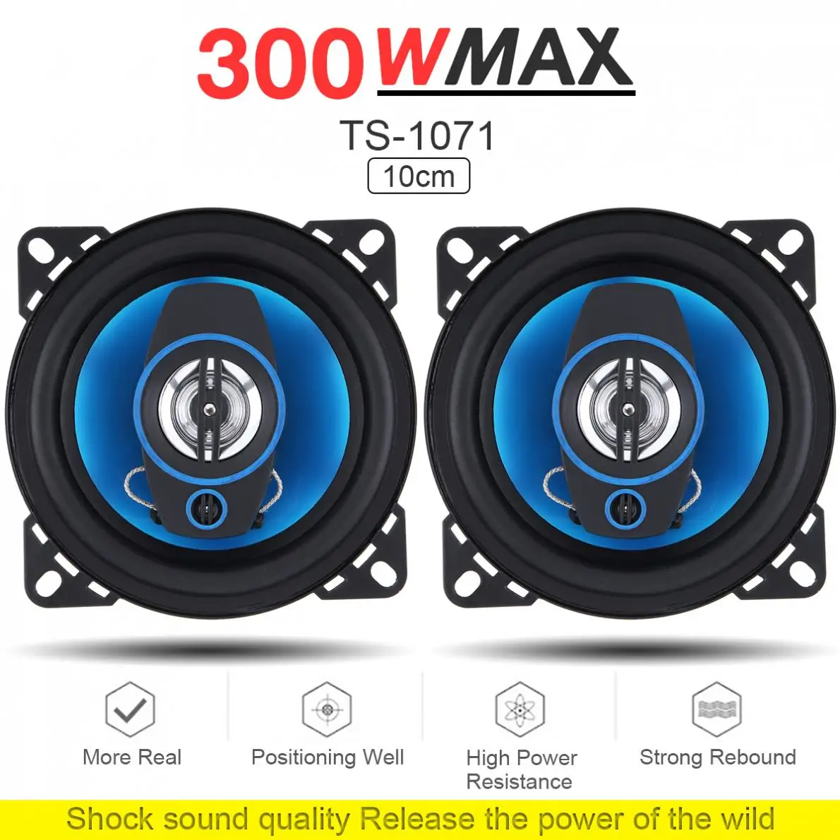 2pcs 4 Inch 2 Way 300W Car Speakers Automobile Car HiFi Audio Full Range Frequency Coaxial Speakers High Pitch Loudspeaker