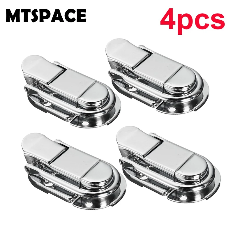 MTSPACE 4pcs/Set Luggage Guitar Musical Trolley Flight Case Button Knot Drawbolt Closure Latch For Wooden Boxes Air Iron Silver