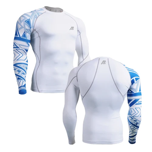 Men`s Single Sleeve Printed CPW2 Compression Base Layer Tights Quick-dry Ultra-light Bodybuilding Fitness Tops Shirts