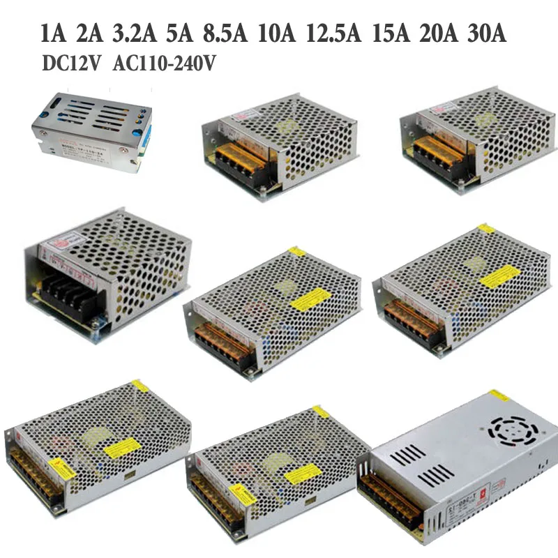 

12V 2A 3A 5A 8A 10A 15A 20A 30A Power Supply Adapter LED Transformer Switch Converter Charger Driver For LED Strip bar Light