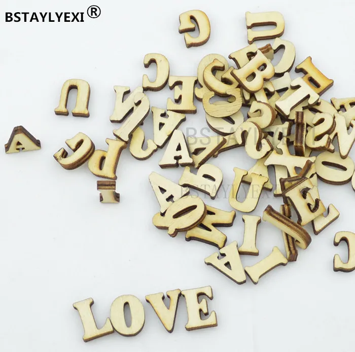 104pcs complete English alphabet Letters Wooden  number Craft Home Decoration  Alphabet Wedding Birthday  Figurines Miniatures