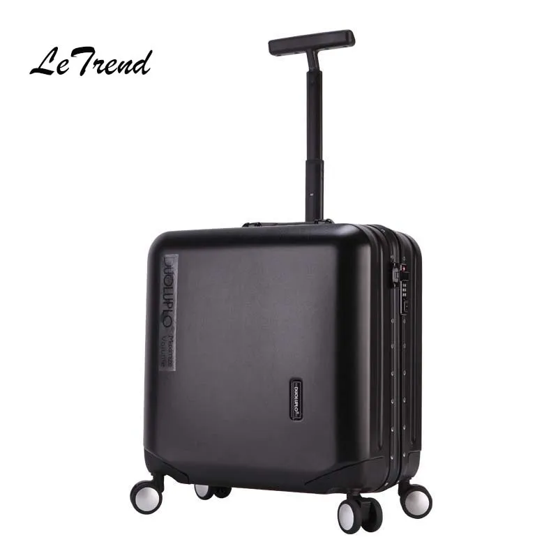 LeTrend Aluminium Frame Rose Gold Rolling Luggage Spinner Trolley Travel Bag 18 inch Women Men Cabin Suitcases Wheels Trunk