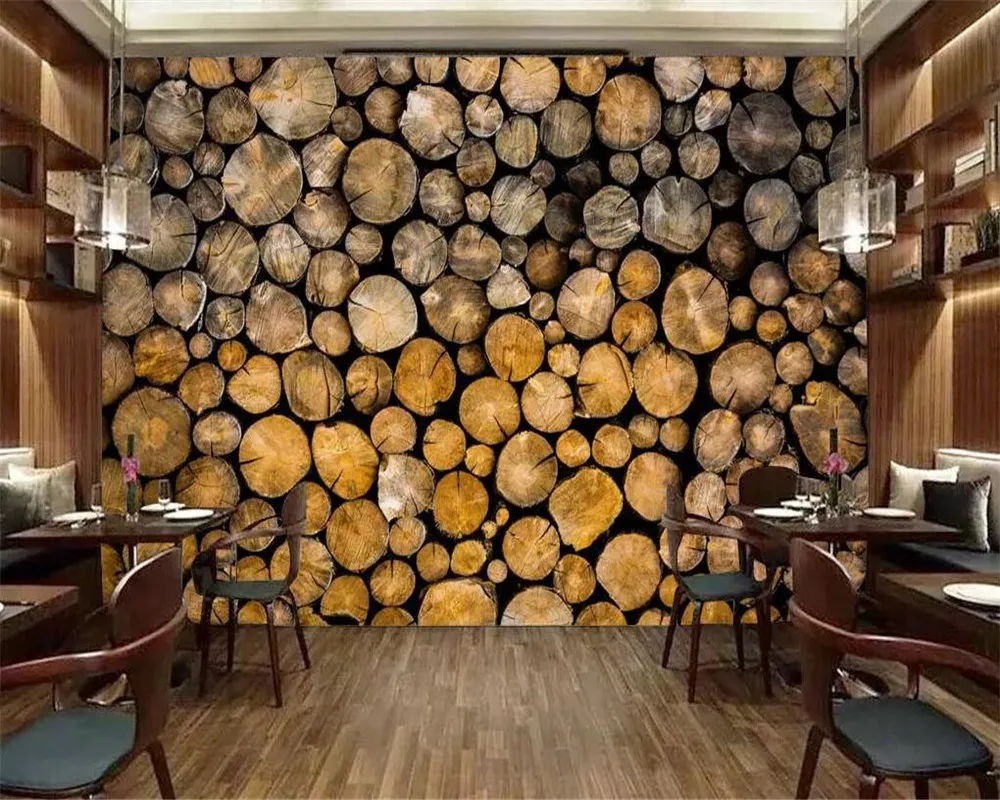 

Custom wallpaper Vintage log background Mural Restaurant Cafe wallpaper Home decor Living room bedroom wood grain 3d wallpaper