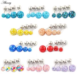 Alisouy 1pc 3/4/5/6mm Envelope Epoxy Crystal ball Helix Tragus Cartilage Barbell Ear plugs Studs Earrings Piercings Body Jewelry