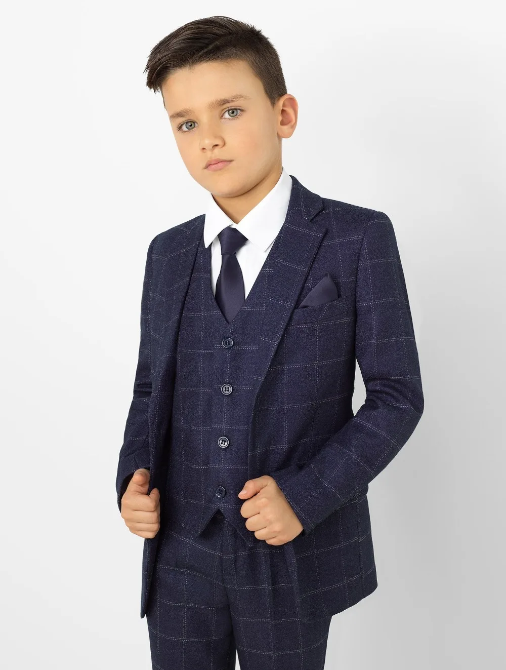 Vêtements pour garçons, costumes pour enfants à revers, ensemble de vêtements sur mesure 3 pièces, costume de bal (veste + pantalon + cravate + gilet) 025, nouvelle collection 2019