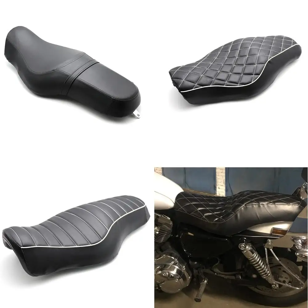 

Motorcycle Black Driver+Passenger Two Up Seat Sofa Seat Tour Seat Bench Rear Cushion for Harley Sportster 883 Iron XL1200