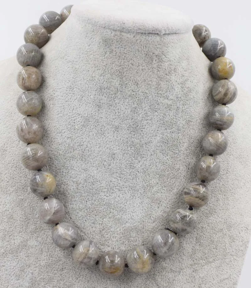 

labradorite round black 14-15mm necklace 18inch wholesale beads nature FPPJ woman 2017