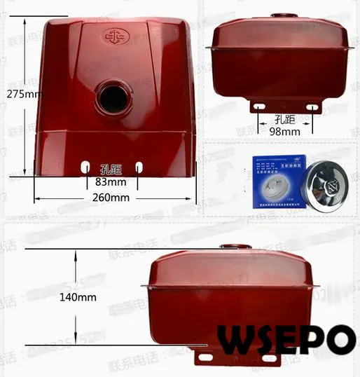 

OEM Quality! Diesel Fuel Tank Assy with cap and petcok for R180 8HP 4 Stroke Small Water Cooled Diesel Engine