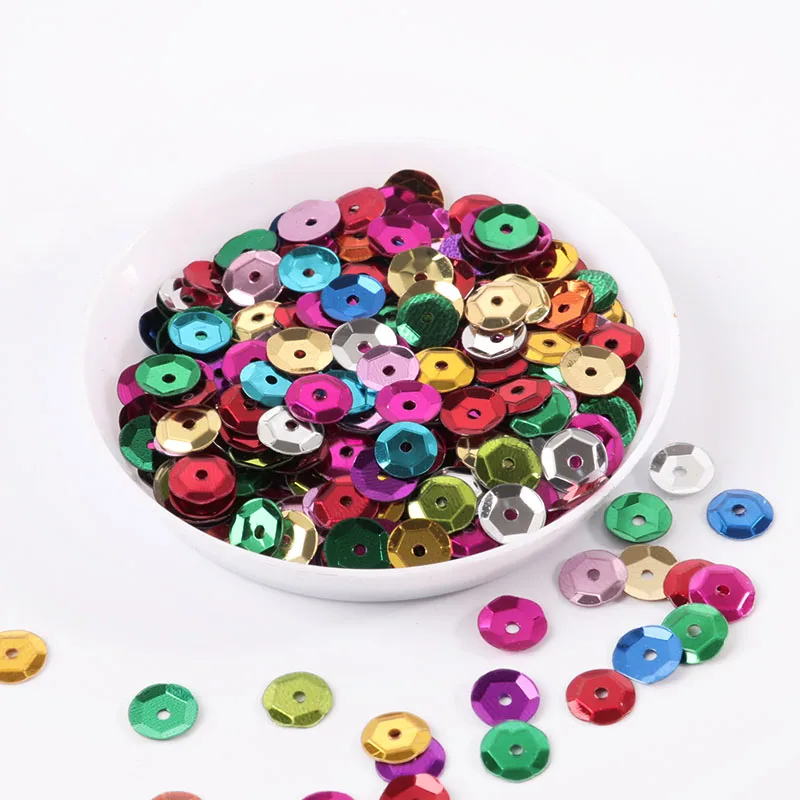 10 g/pacco 6mm Round Flake Rainbow Cup paillettes Flat Loose Paillette cucito indumento vestito decorazioni fai da te