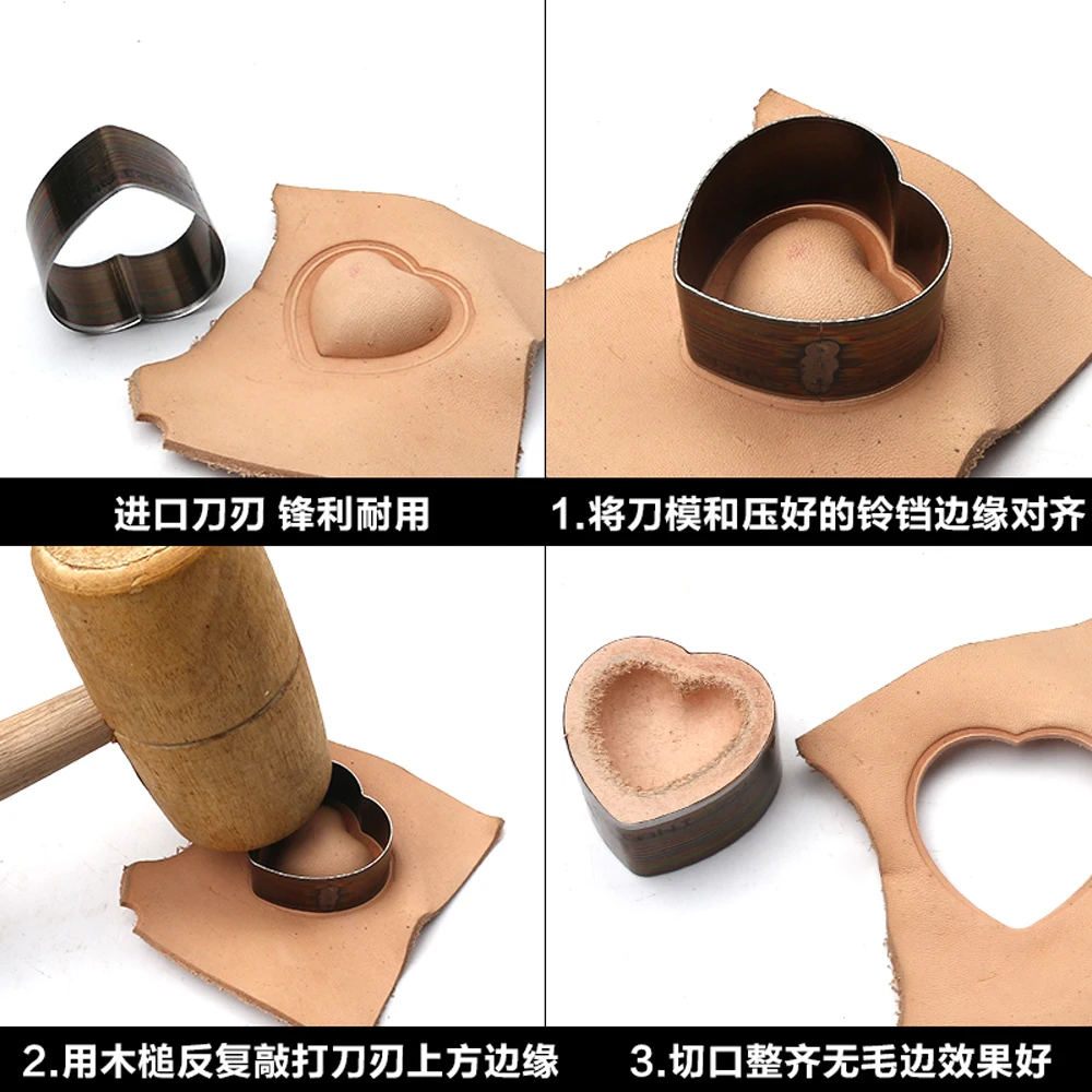 Cuore jingle bell del cuoio di disegno del mestiere template cutter die taglio kinfe della muffa 20 millimetri 30 millimetri 40 millimetri del foro
