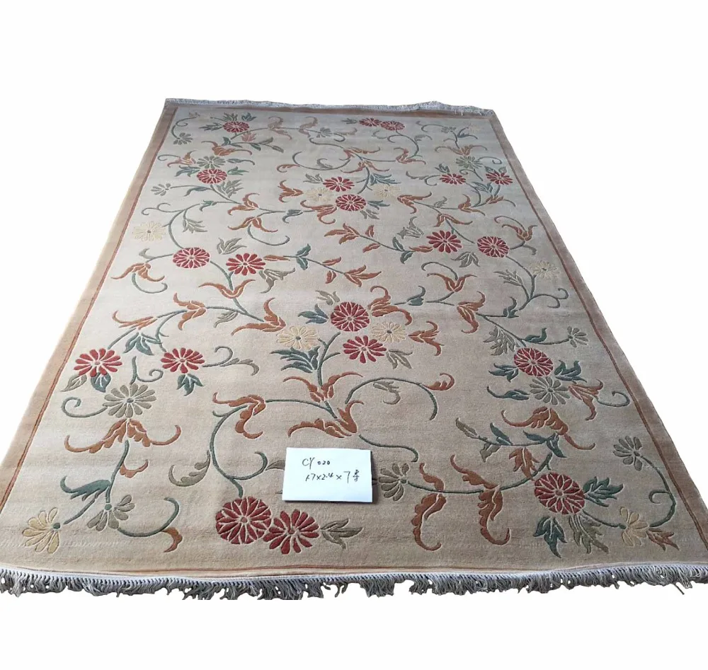 150Line Hand-knotted Wool Oriental Tibetan Rug handmade Tibetan carpet WIth silk flowers