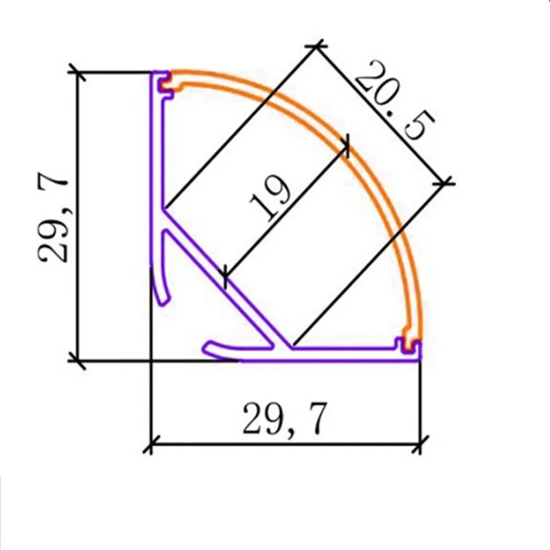 5-30pcs/lot 40inch 1m 45 degree corner pendant aluminum profile for double row led strip,milky/transparent cover for 20mm pcb