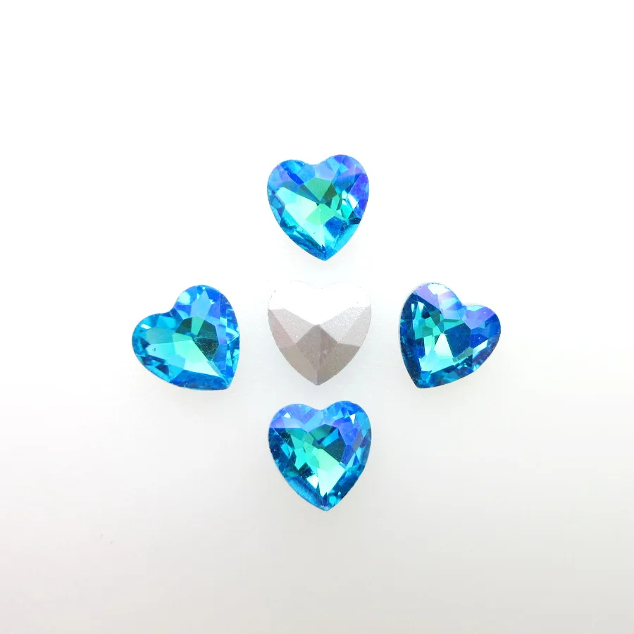 AB colors 8mm 10mm 12mm 14mm 16mm 18mm 27mm heart shape glitter glass Crystal glue on rhinestones crafts diy colorful decoration