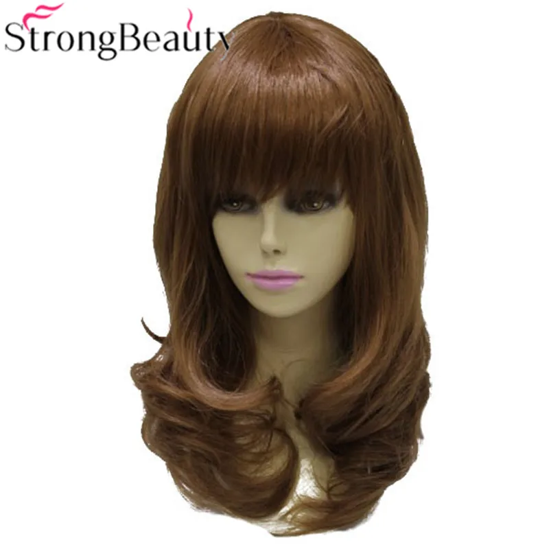 StrongBeauty Synthetic Curly Long Medium Auburn Wigs Heat Ok Women Wig Natural Hair