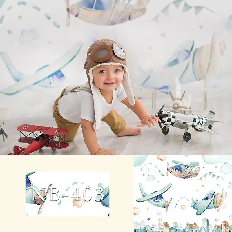 Aircraft Pilot Newborn Backdrop for Photography Baby Shower Birthday Party Photo Background for Children Backdrops Studio