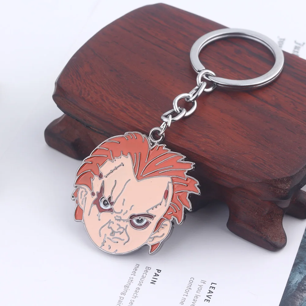 Horror Curse of Chucky Face Keychain For Women Men Chucky Doll Enamel Key Ring Pendant Men Car Women Bag Accessories Gifts