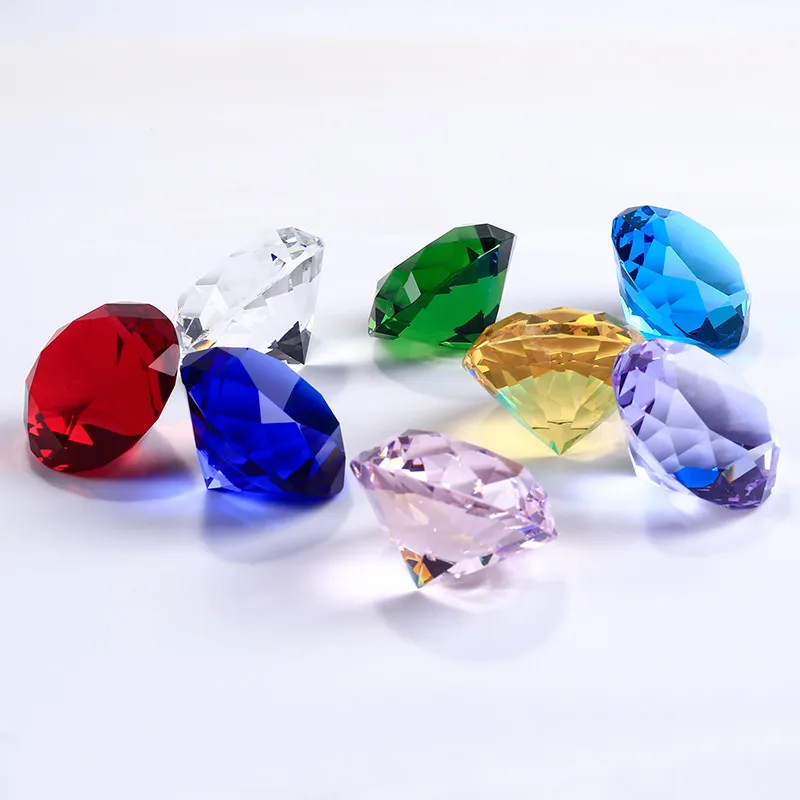 

8pcs 40mm Colorful crystal diamond pink red blue jewel paperweight Happy Birthday decoration wedding gift Event Party Suppliess