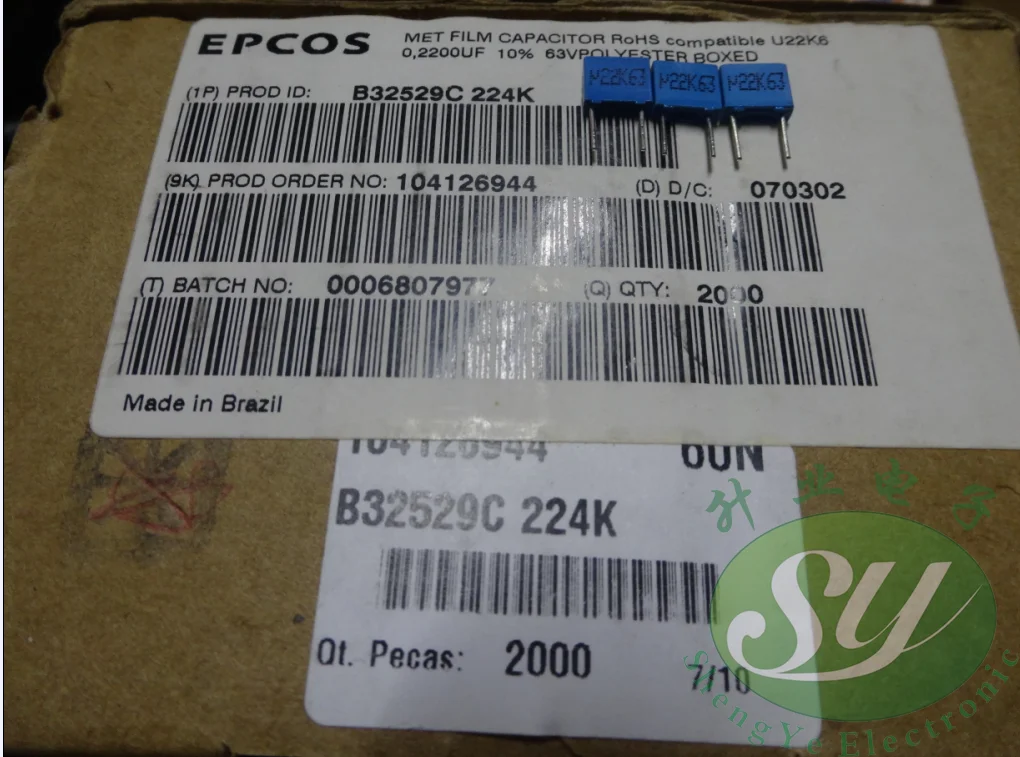 

2019 hot sale 20PCS/50PCS EPCOS 0.22uf/63v 220nf u22 224 new thin film capacitors B32529C224K free shipping