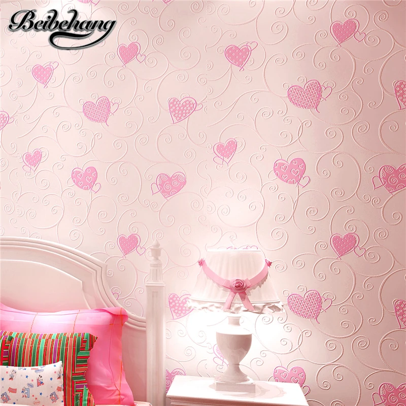 

beibehang Non-woven Home Decoration Wallpaper Kids Room Princess Blue/pink Color Cartoon Wall Paper 3d Papel De Parede Roll R490