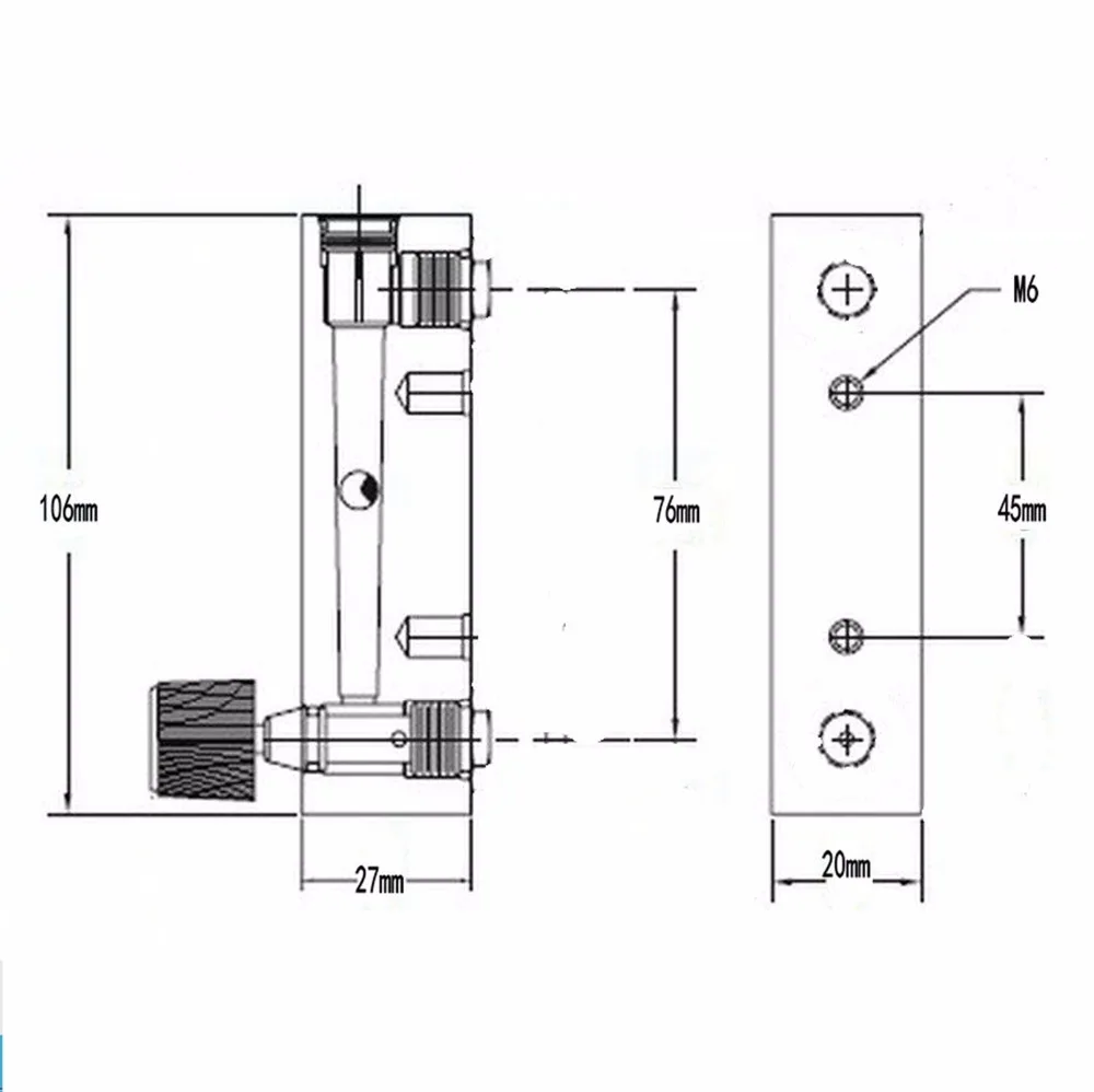 1-1000LPM Fit 6/8/10/12mm Tube O.D LZM-6T Liquid Water Flowmeter Rotameter With Valve