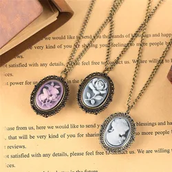 Pretty Flower Lady Necklace for Women Ladies Quartz Pocket Watch Girlfriends Girls Gifts Bronze Vintage Pendant Watches Chain