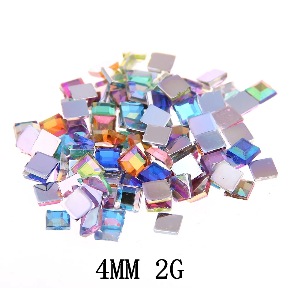 Nail Rhinestones FlatBack Square 4mm 2g About 90pcs For Crafts Scrapbooking DIY Clothes Nail Art Decoration