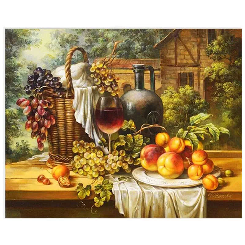 Restaurant decoration, fruit painting Needlework 16ct 14CT Canvas Unprinted Handmade Embroidery Cross Stitch Kits DIY Home Decor