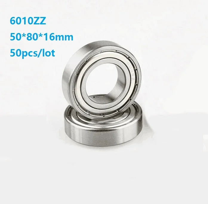 

50pcs/lot 6010ZZ 6010Z 6010 Z ZZ 50*80*16mm Double cover Deep Groove Ball bearing shaft 50x80x16mm