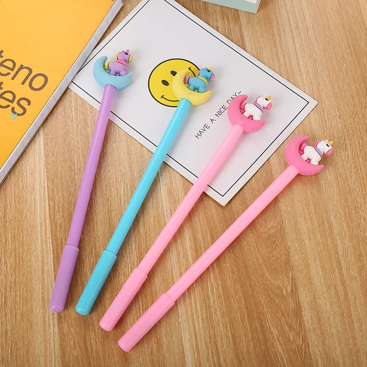 

30 Pcs Cartoon Moonlight Unicorn Neutral Pen Creative Stationery Lovely Moon Pony Water Signature Pen