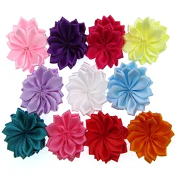 20Pcs Mixed handmade double satin flowers applique for wedding party sewing craft decoration multilayers flowers 4.0cm