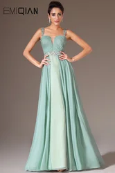 New A Line Tank Chiffon Evening Gowns Beaded Pageant Dresses