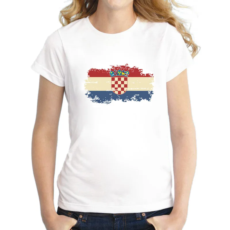 Summer Croatia National Flag Women T Shirt 100% Cotton Croatia Fans Nostalgia Style Do the Old T-Shirts For Women Clothing