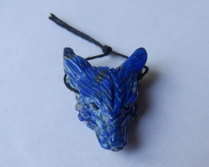 

Carved Lapis lazuli Jasper Stone Wolf Head Pendant Bead-1pc