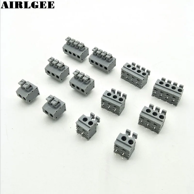 10Pcs KF235 5.0mm Pitch Straight PCB Board Screwless Spring Terminal Blocks 2P 3P 4P Positions Terminal connector 250V 10A