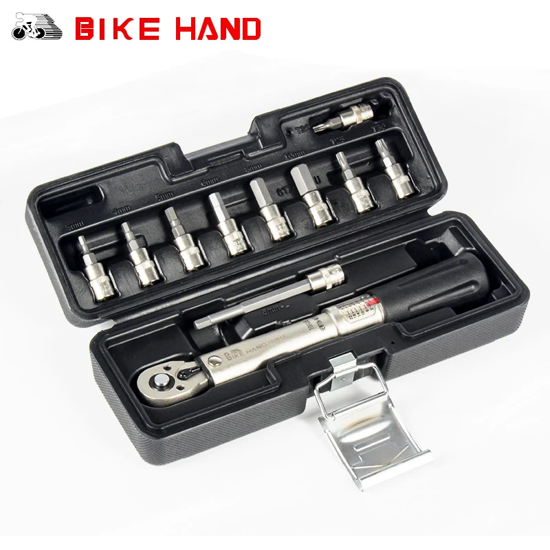 

BIKE HAND Bicycle Torque Wrench Allen Key Tool Socket Spanner Set Kit Cycling Bike Repair Tool Kits 1/4'' Torque Fix Set 2-24 NM