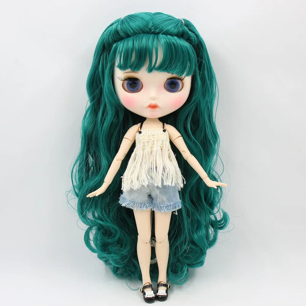 ICY DBS Blyth doll 1/6 bjd white skin joint body green hair with braid matte face Carved lips 30cm anime toy girls gift