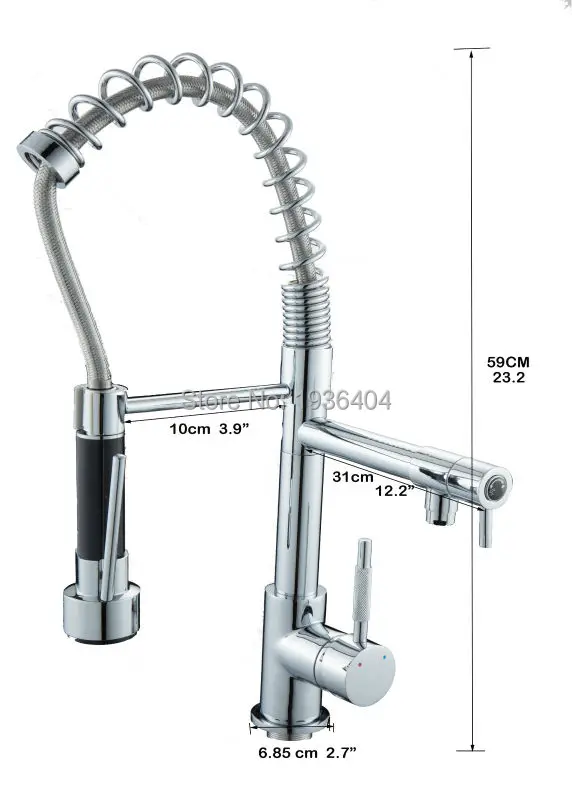 Imagem -02 - Torneira Moderna para Cozinha Estilo Comercial Cromado Retrátil com Torneira Giratória Acabamento Cromado 117 5c