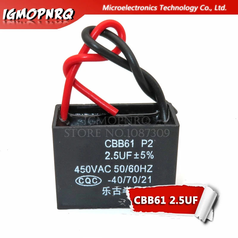 

5pcs CBB61 2.5uf starting capacitance AC Fan Capacitor igmopnrq 450V CBB Motor Run Capacitor