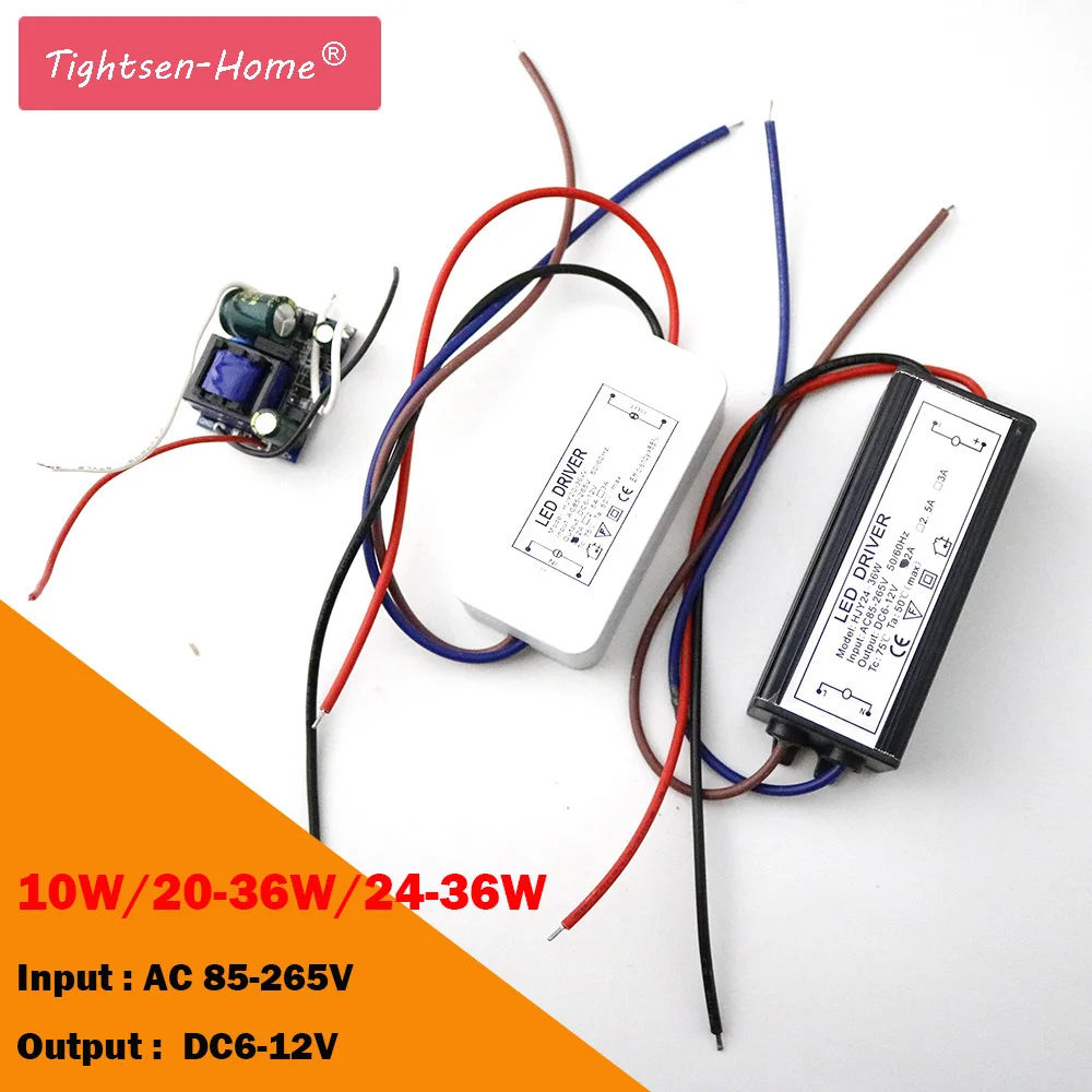 12V LED Driver 10W 20-36W 24-36W  for 6-12V 600mA 2A  transformer for 3*3W  input AC85-265V spot light/flood light High Quality