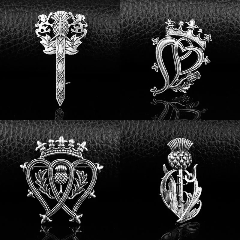 Outlander Jewelry Brooch Scotland Thistle Sword Brooch Pins With Fashion CelticKnot Kilt Brooch Outlander Jewelry For Men Women