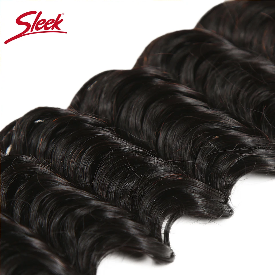 Sleek Brasilianische Tiefe Welle Bundles Mit Verschluss 100% Natürliche Remy Haar 3 Bundles Mit Verschluss Natürliche Farbe Für Schwarze Frauen