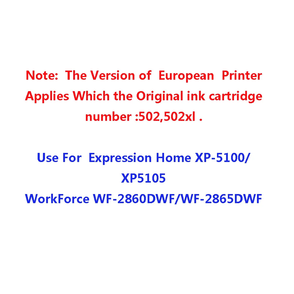 5pack for Epson T502 XL Ink Compatible for Epson Expression Home XP-5105 XP-5100 WorkForce WF-2860DWF WF-2865DWF  2865D print